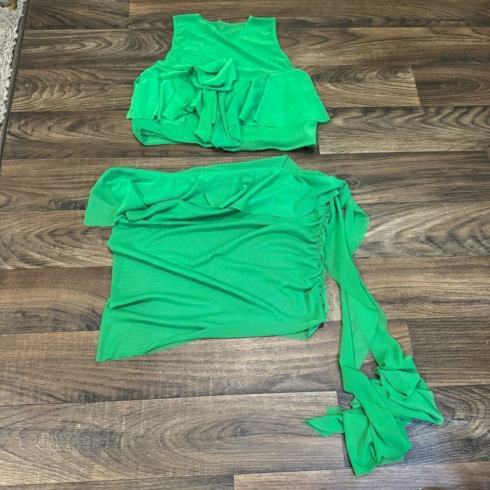 FN Green Ruffled Two Piece Cover Up - Picture 4 of 5